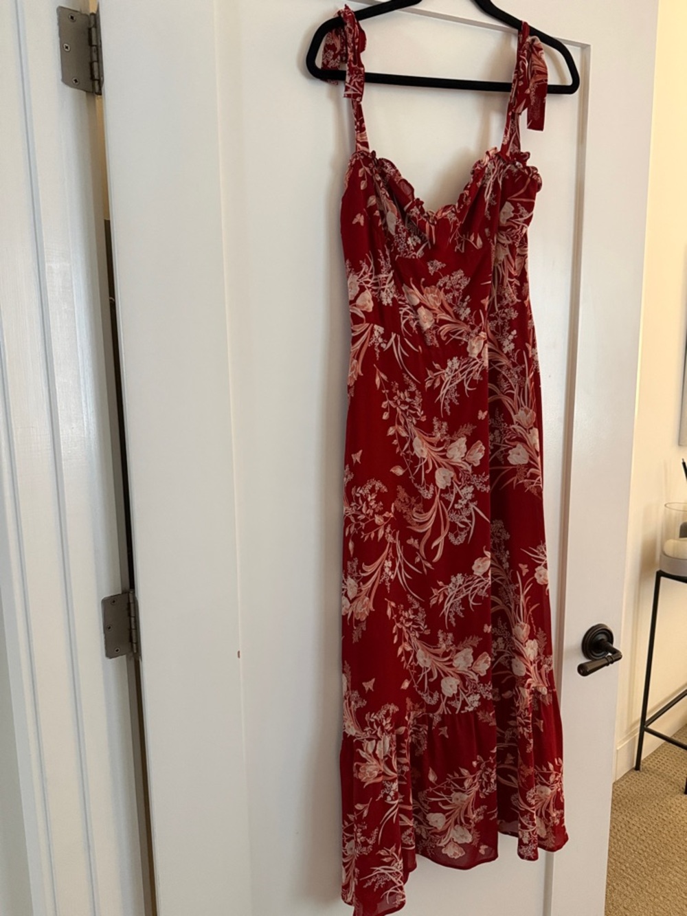 Reformation Red Floral Nikita Dress with Cream Print